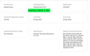 OnePlus Nord 3 5G TDRA certification