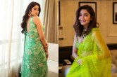 Green Saree Sawan Look, Latest Green Saree Look, Actress Green Saree Look, Fashion