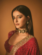 Ananya Pandey glamorous look in red saree