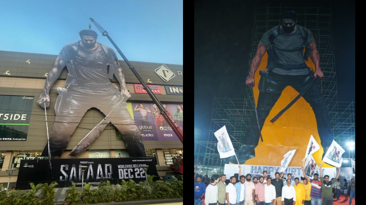 Hombale Films Salaar Part 1 CeaseFire Created Record 120 feet Cut out installed in Mumbai Prabhas movie