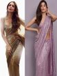 Bollywood Actress sequin saree look Malaika Arora Janhvi Kapoor Kriti Sanon Tara Sutaria Deepika Padukone