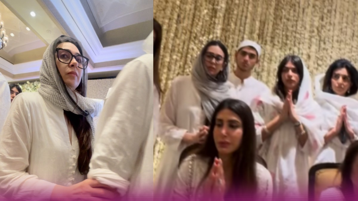 पूर्व पति Sanjay Kapur की प्रार्थना सभा में बच्चों को संभालती दिखीं Karisma  Kapoor, इनसाइड वीडियो वायरल - Karisma Kapoor ex husband Sanjay Kapur Prayer  Meet kiaan raj kareena kapoor saif ali
